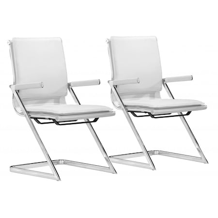 Gfancy Fixtures 35 x 19 x 22 in. White Faux Leather Z Arm Office Chairs GF3656872